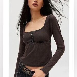 NWT UO BDG Brittney Long Sleeve Babydoll Top